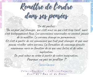 REMETTRE DE L'ORDRE DANS SES PENSEES
