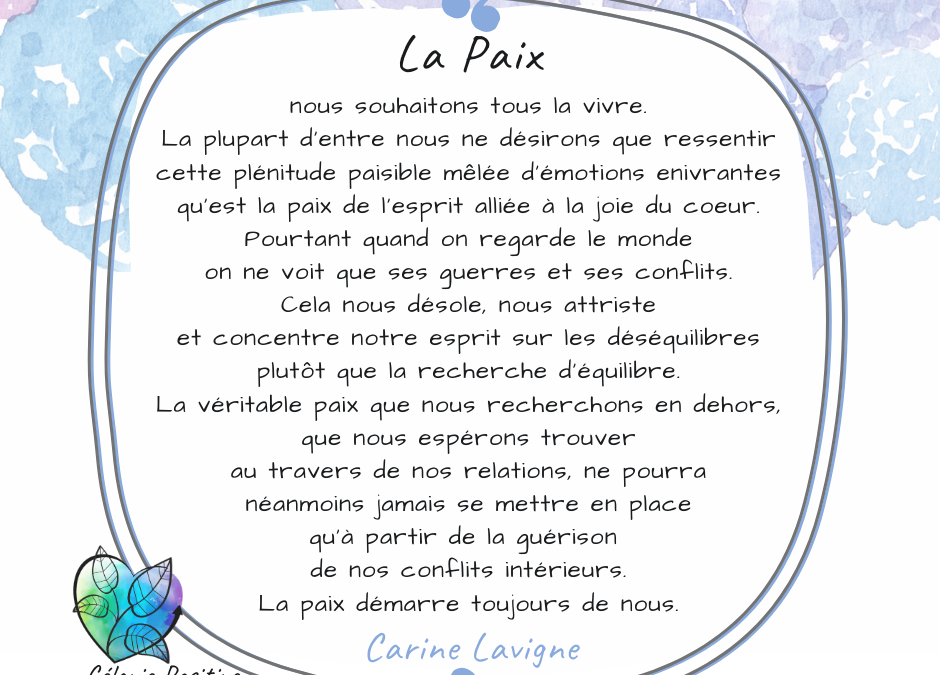 SE SENTIR EN PAIX